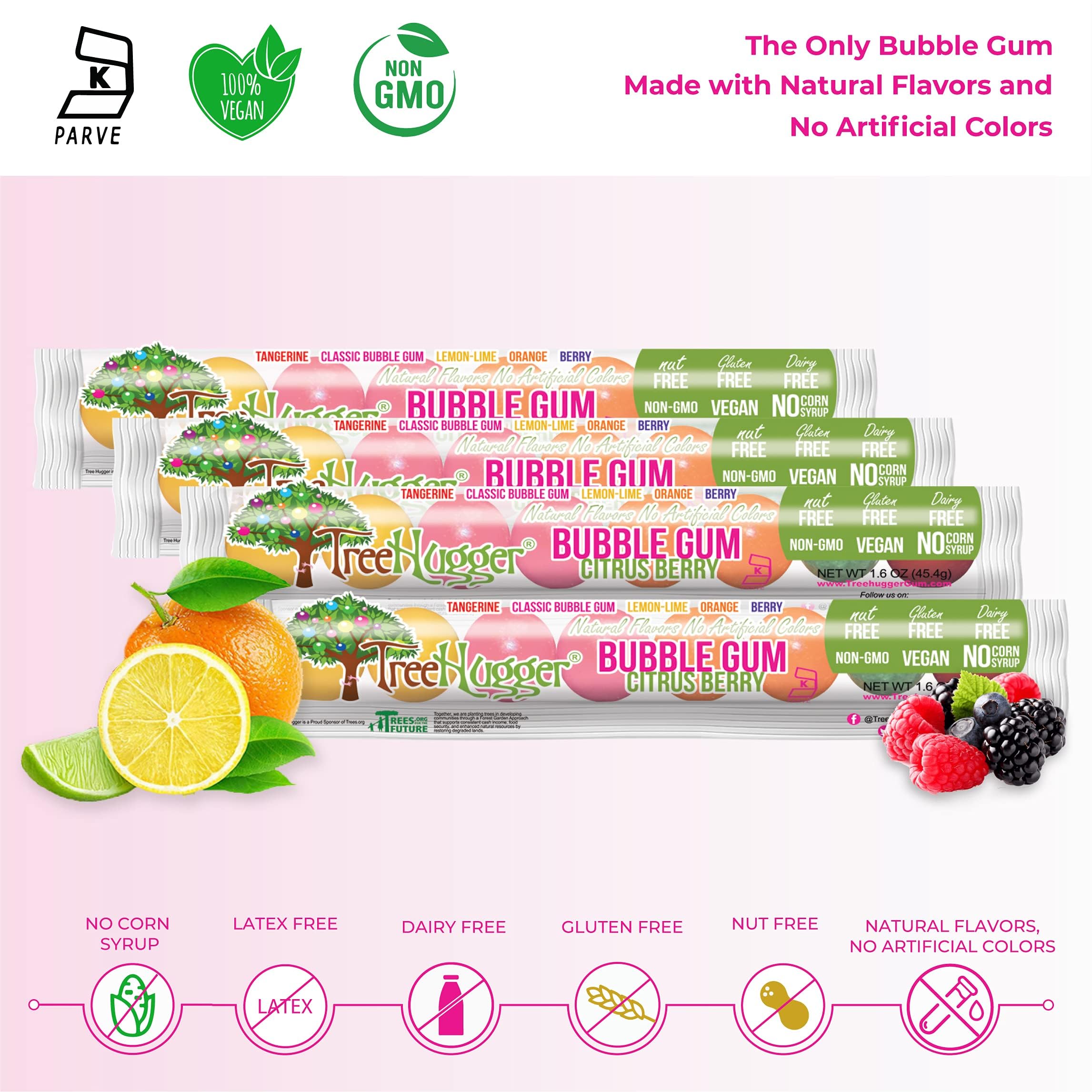 Tree Hugger Bubble Gum is vegan, non-GMO, and allergen-friendly