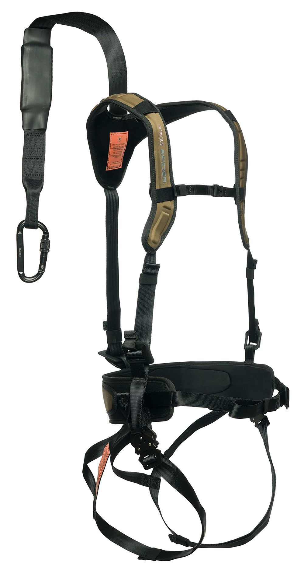 TREE SPIDER Venom Harness quick-connect leg buckles speed up setup.