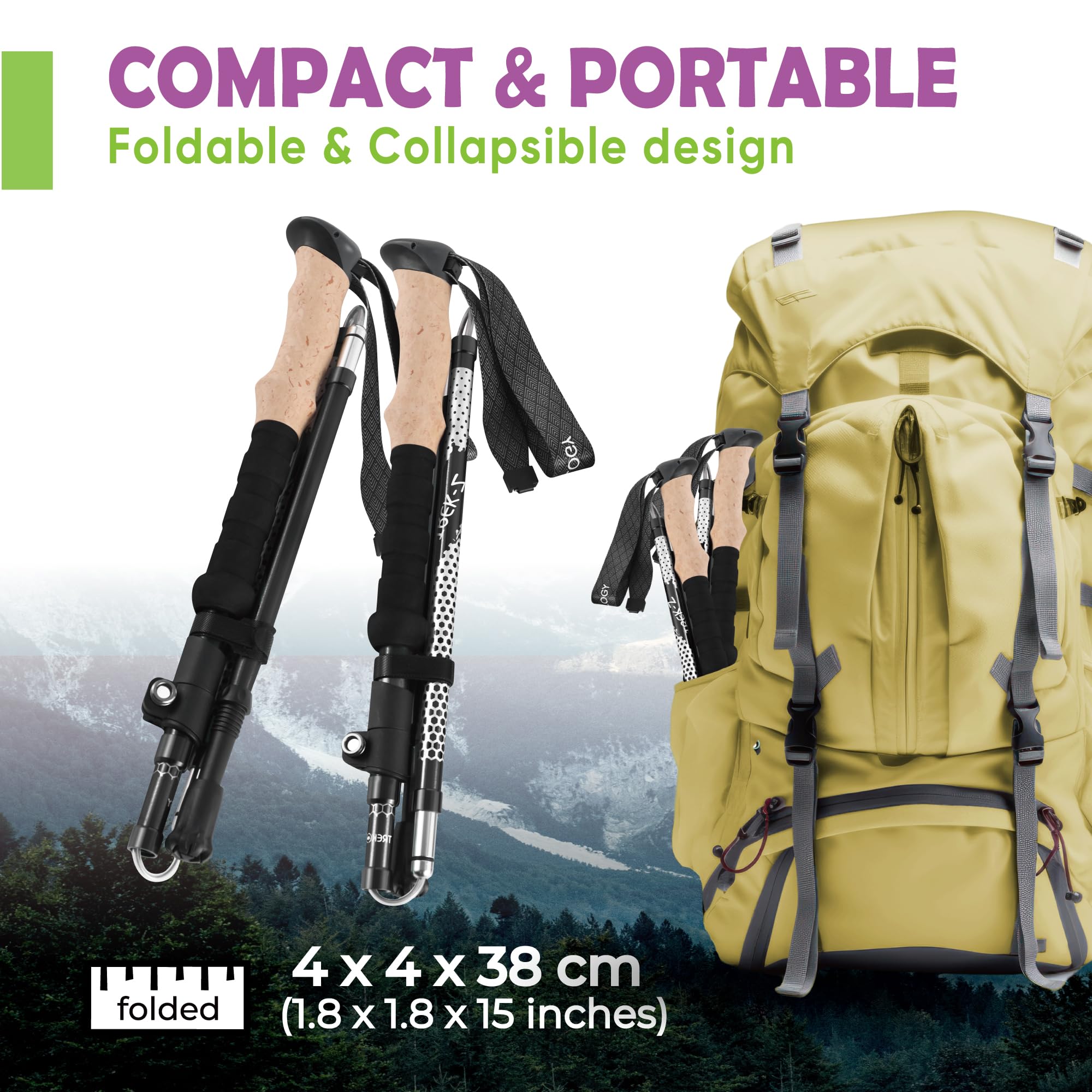 TREKOLOGY Trek-Z cork-texture grip keeps hands dry and secure on hikes.