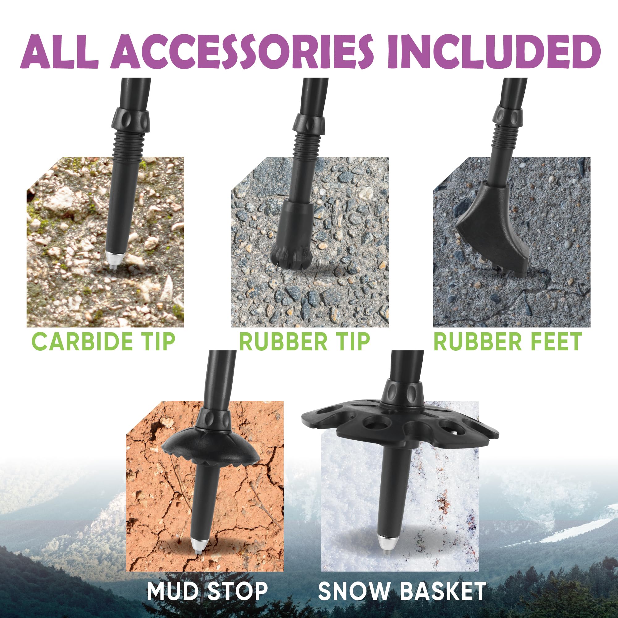 TREKOLOGY Trek-Z mud stops prevent slipping on damp trails.