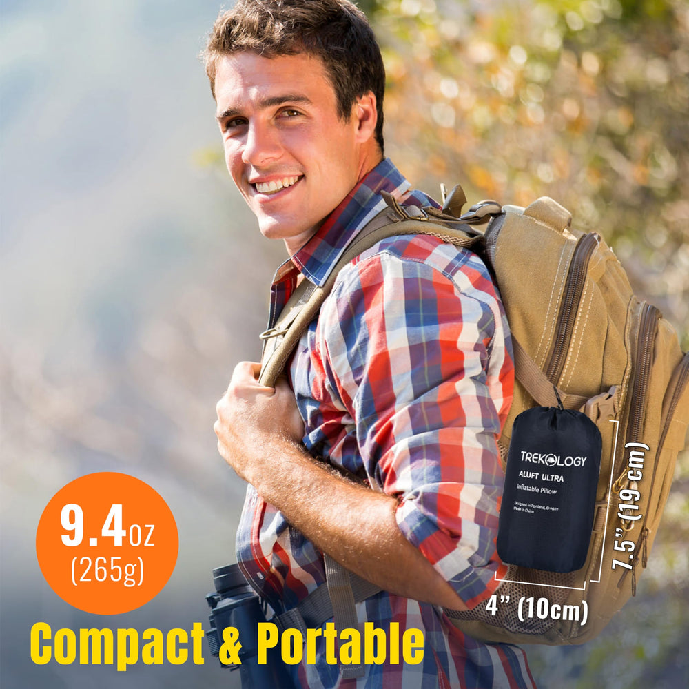TREKOLOGY ALUFT Ultra ergonomic neck support while resting on a camping pad