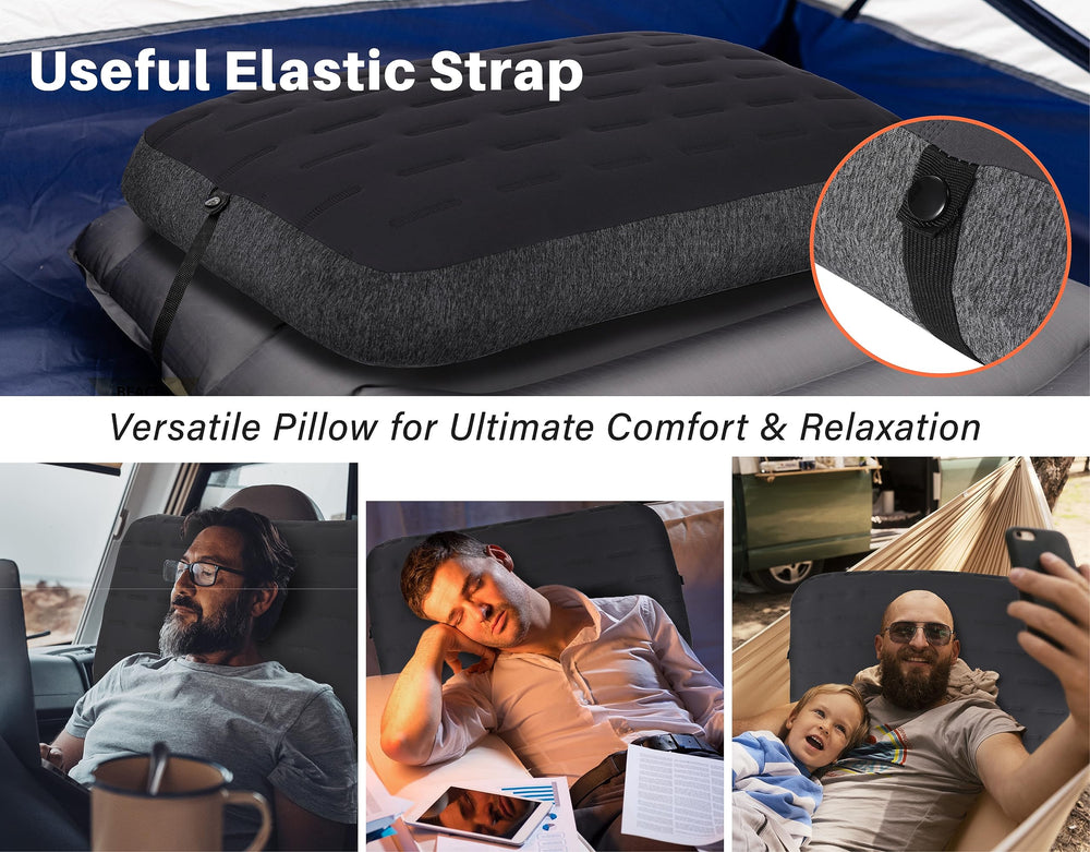 Detachable strap on TREKOLOGY Aluft Ultra Pillow secures it on any sleeping pad
