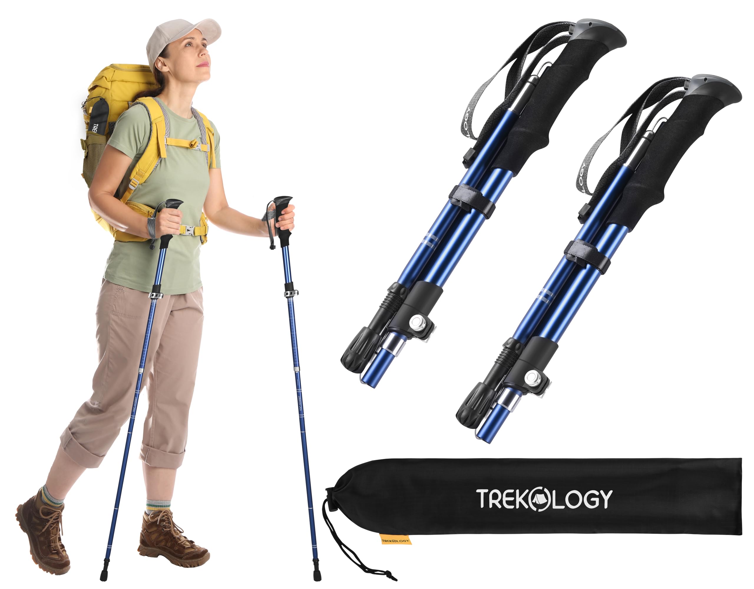 TREKOLOGY TREKZ SE folding pole folded for compact backpack storage