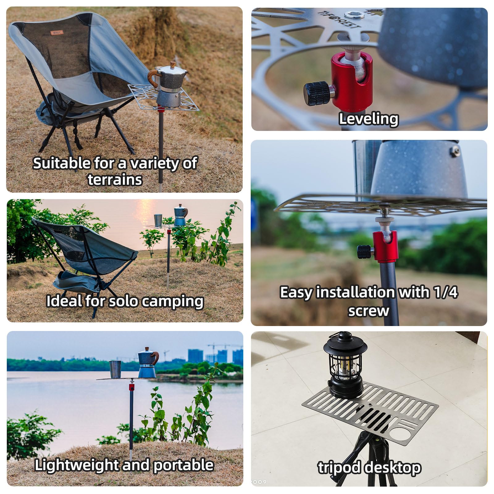 TREKREVIVE UT200 adjustable table adapts to uneven terrains for stable use