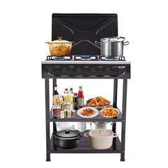 Treliamd camping stove with five burners ready for RV cooking.