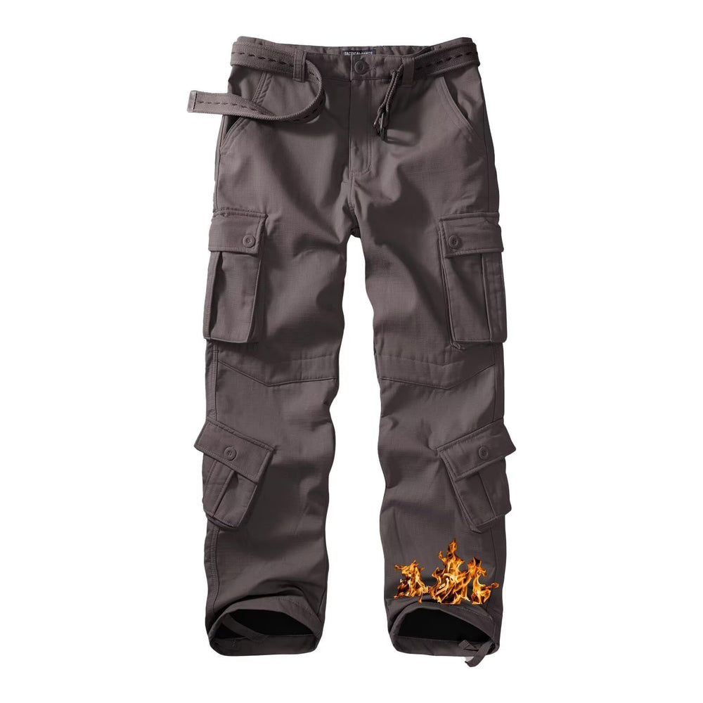 TRGPSG men's fleece-lined hiking pants front view show warmth and rugged durability