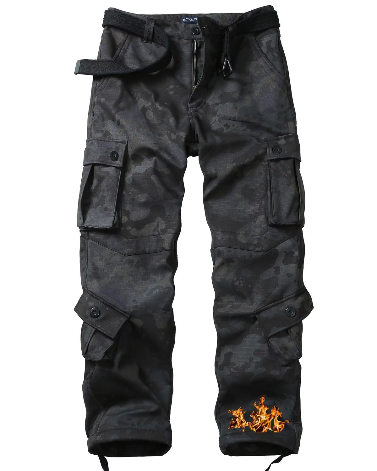 TRGPSG men's fleece-lined hiking pants front view showing warm, windproof comfort