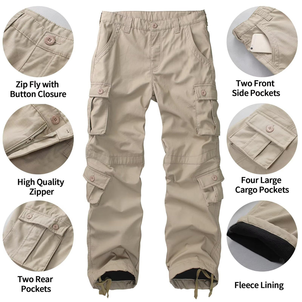 TRGPSG fleece-lined hiking pants camo hem adjustment view for boot fit