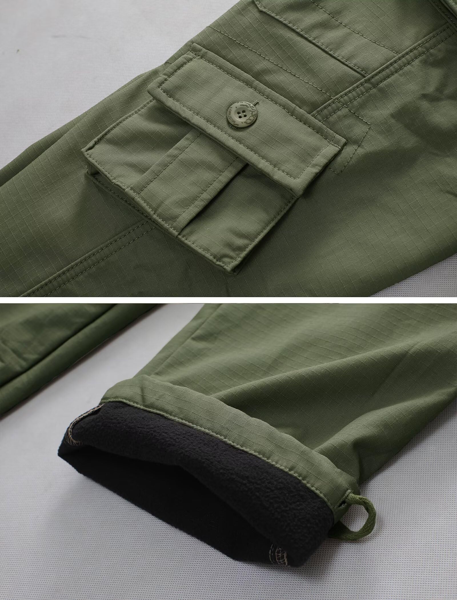 TRGPSG fleece-lined hiking pants hem adjustment seals out snow.