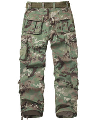 TRGPSG men's fleece-lined hiking pants camo side pocket view shows secure storage on trails