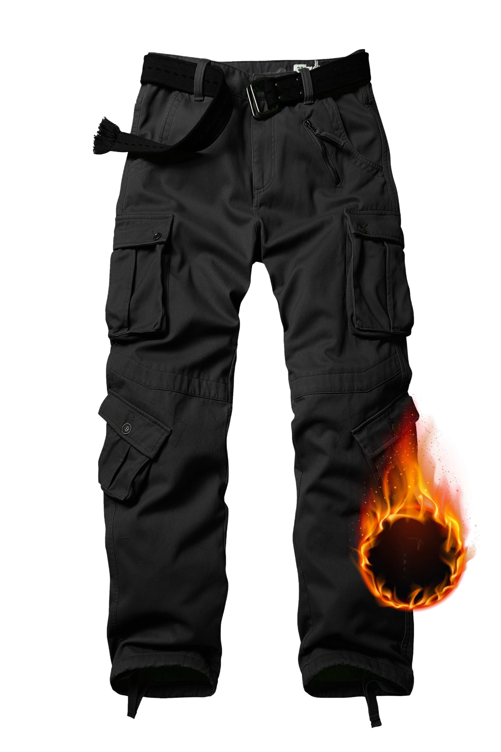 TRGPSG men's fleece-lined hiking pants, windproof front view for winter warmth.