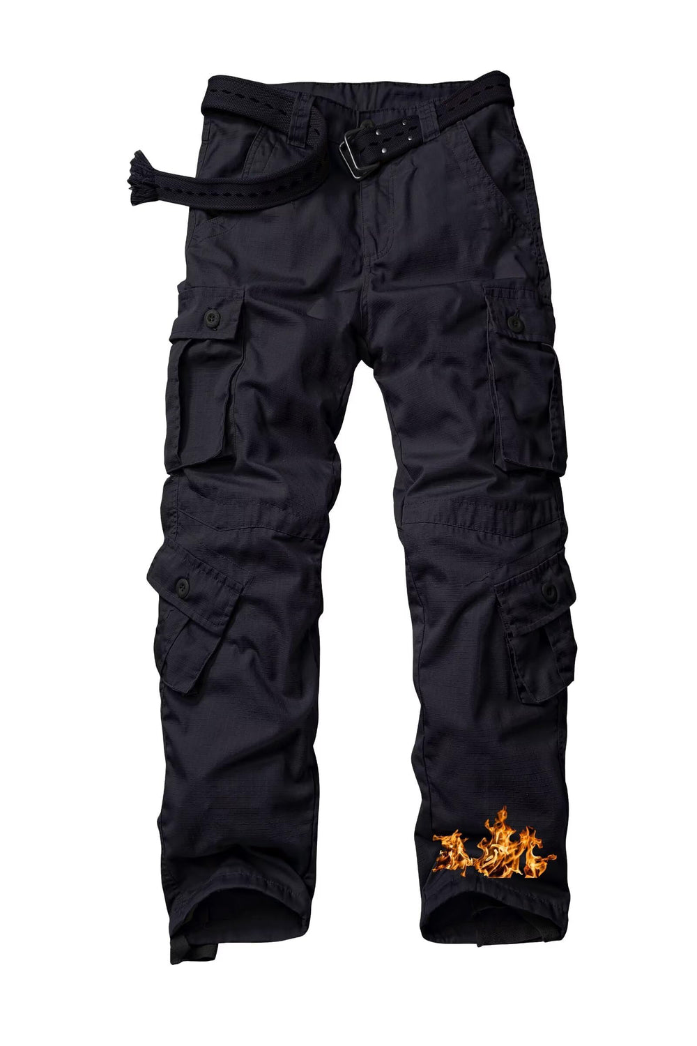 TRGPSG men's fleece-lined pants camouflage front view, warm windproof layer for winter hiking.