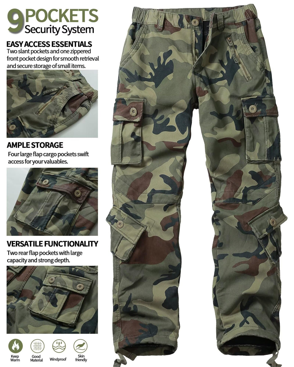 TRGPSG nine-pockets women's snow pants provide secure storage during hikes