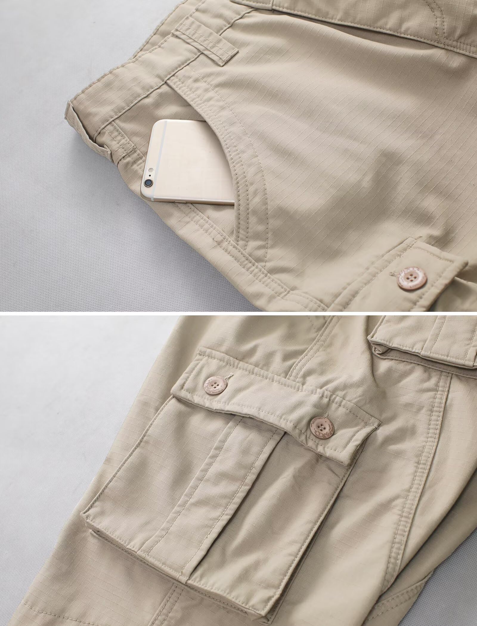 TRGPSG ripstop softshell khaki pants leg with drawstring-hem adjustability