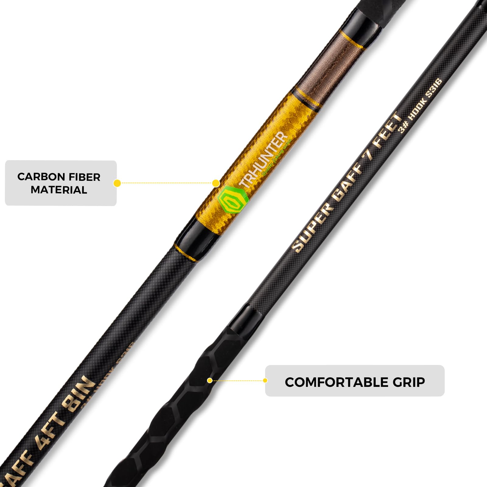 TRHUNTER black finish gaff ready for rugged saltwater environments.