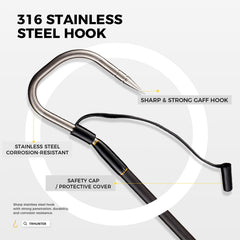 TRHUNTER gaff hook stainless close-up emphasizes corrosion-resistant S316 performance.