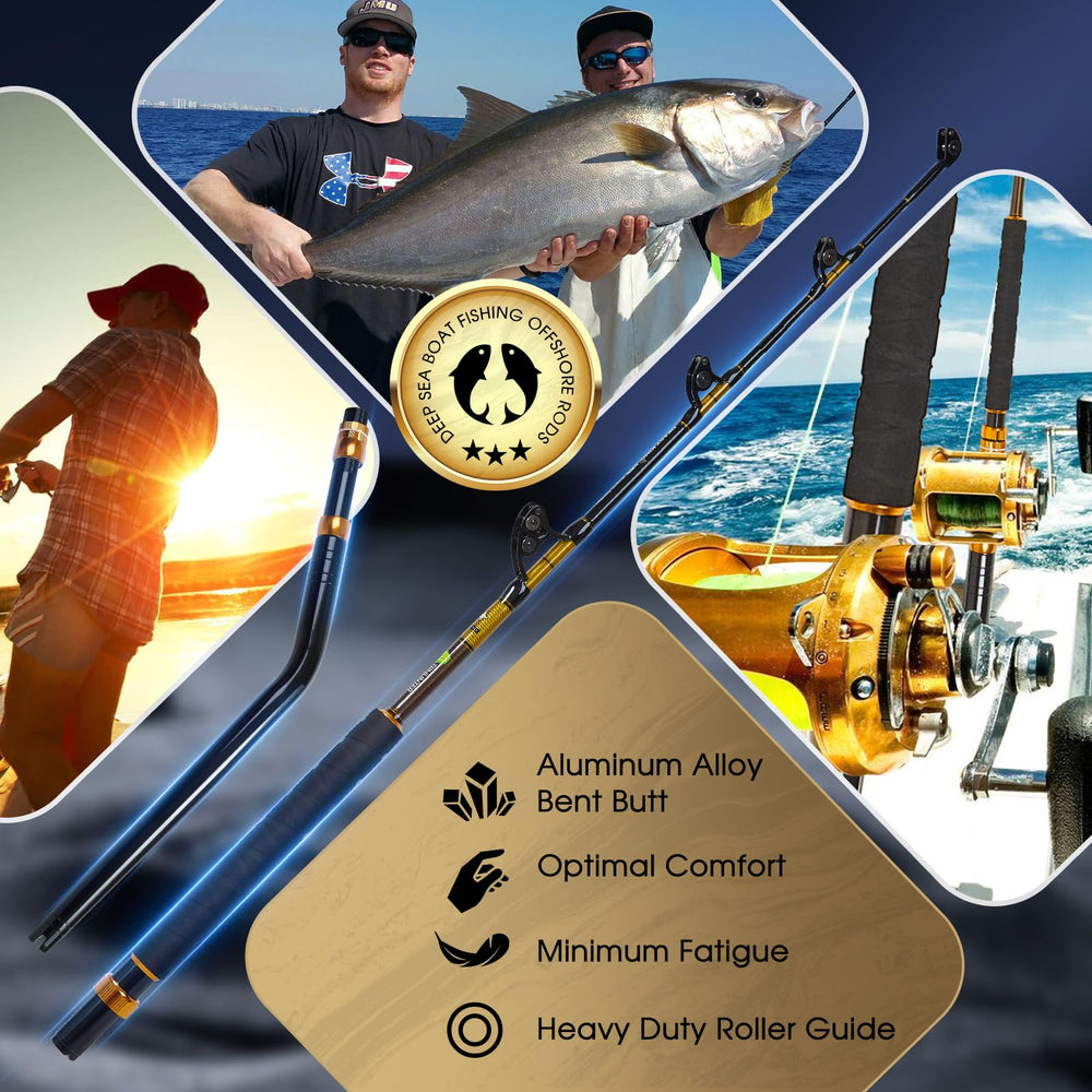 TRHUNTER Offshore Trolling Rod roller guide system enables smooth line flow and reduced wear.