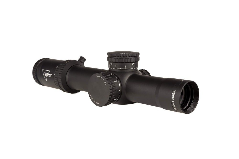 Trijicon Credo 1-8x28 FFP MRAD R/G reticle close-up for versatile aiming