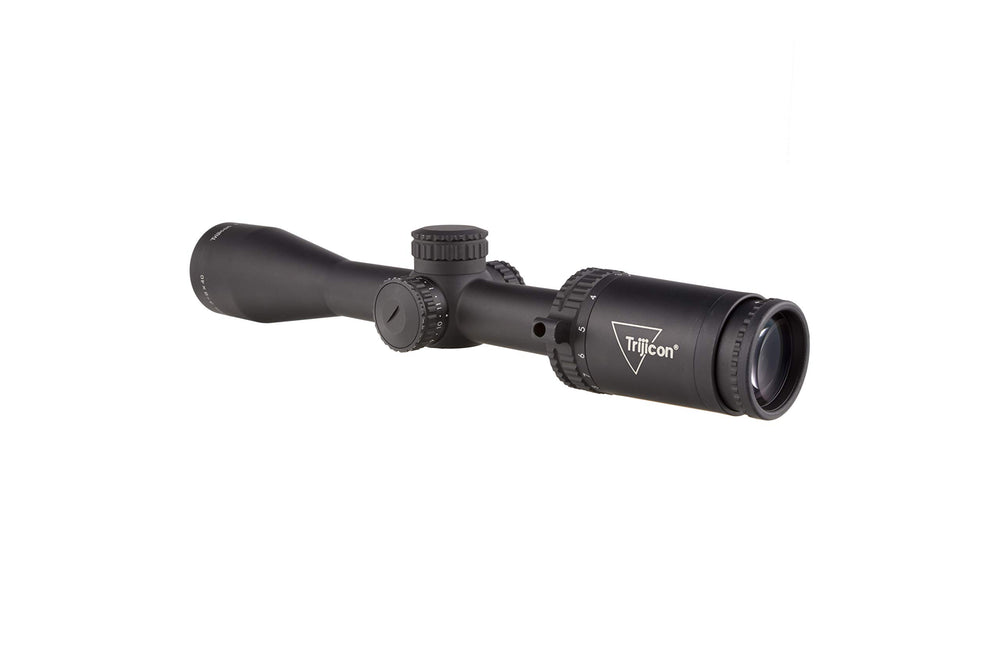 Trijicon Credo 3-9x40 SFP MOA red dial shows precise range estimation at a glance