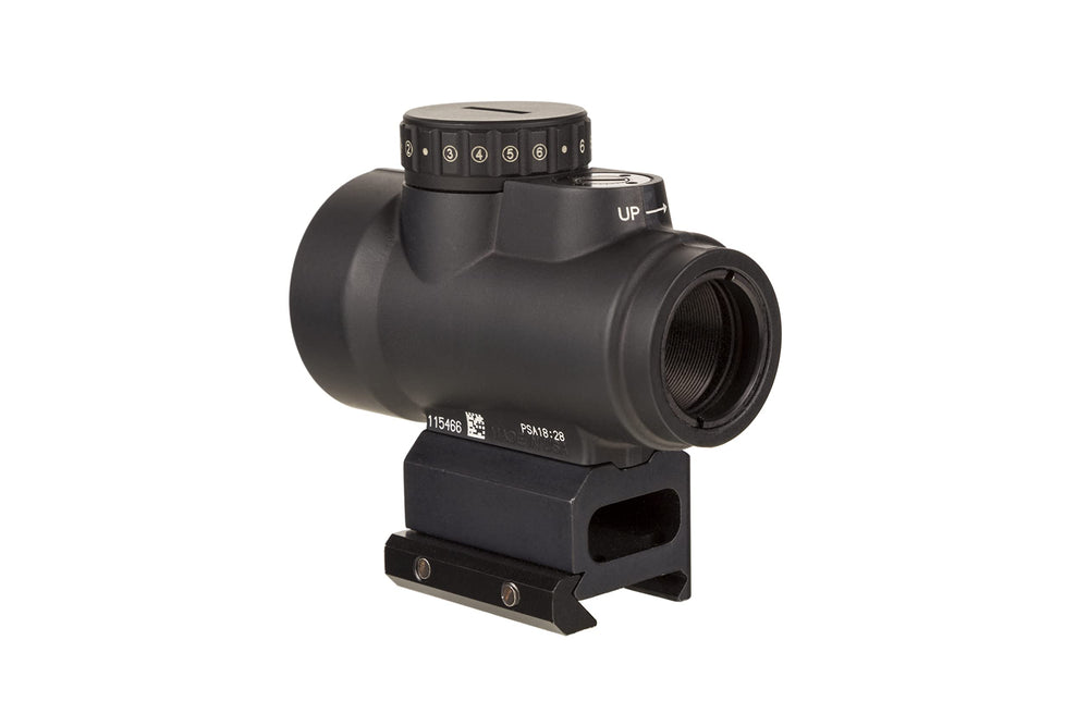 Trijicon MRO HD red dot ambidextrous brightness controls enable easy eye-open use.