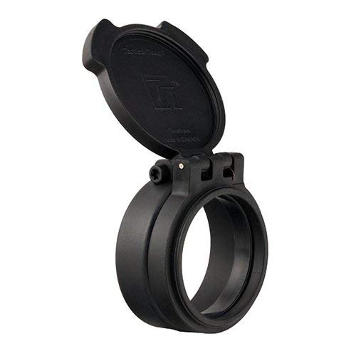 Trijicon MRO objective flip cap protects lens from dust and scratches with quick access.