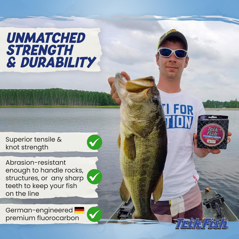 Trik Fish fluorocarbon line abrasion-resistance—durable against rocks and structure in tough conditions.