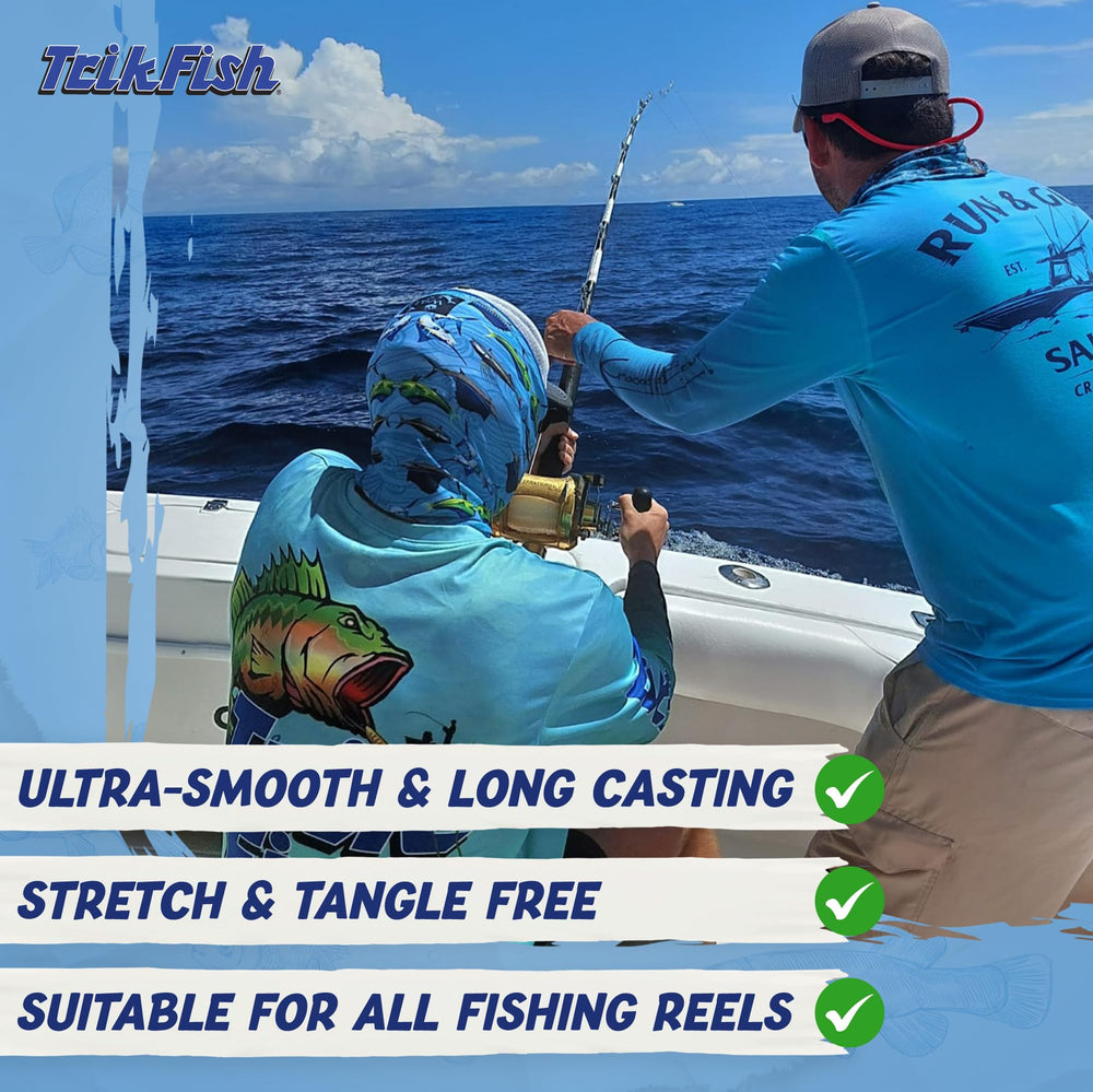 Trik Fish fluorocarbon line knot-strength—exceptional hold for fighting strong fish.