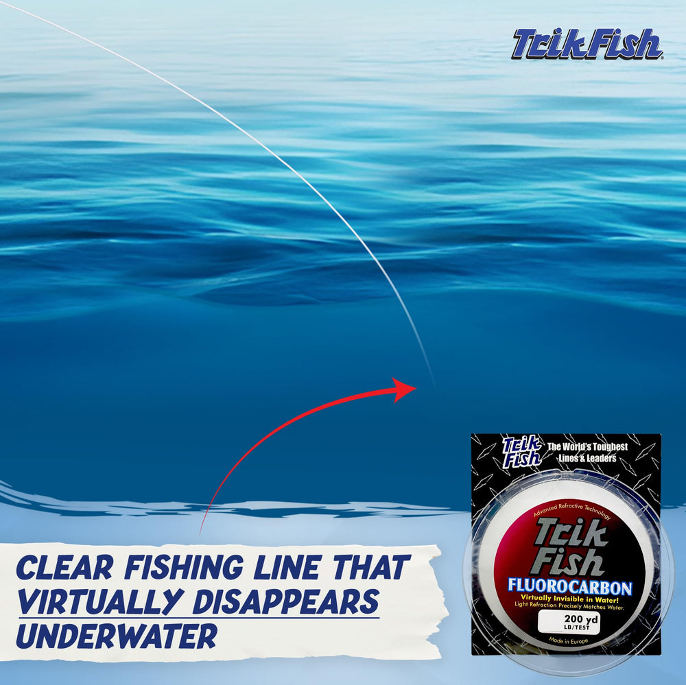 Trik Fish fluorocarbon line underwater visibility—nearly invisible for stealthy lure presentations.