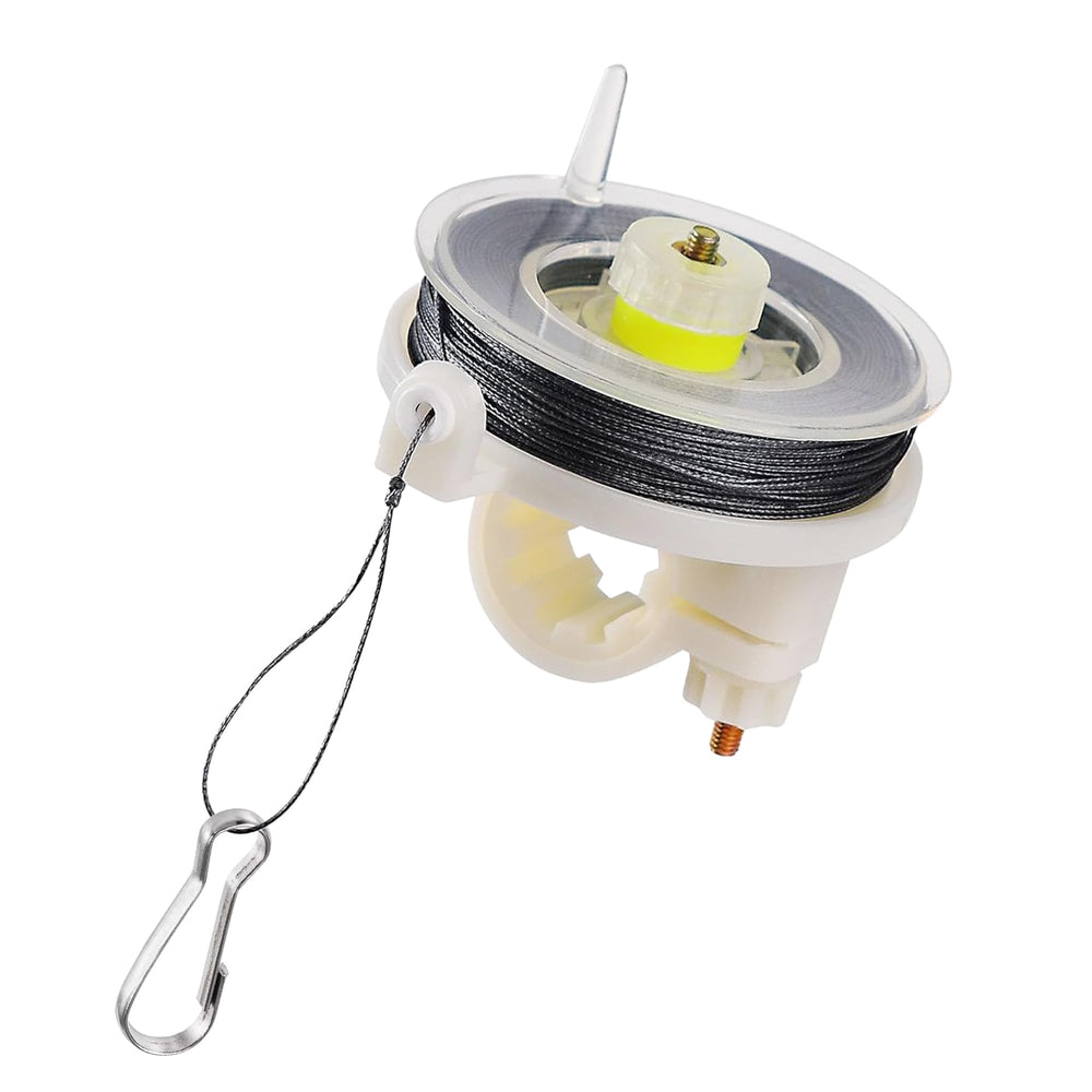 Trip Alarm Co kevlar trip-wire 85ft on reusable reel for rugged outdoor security.