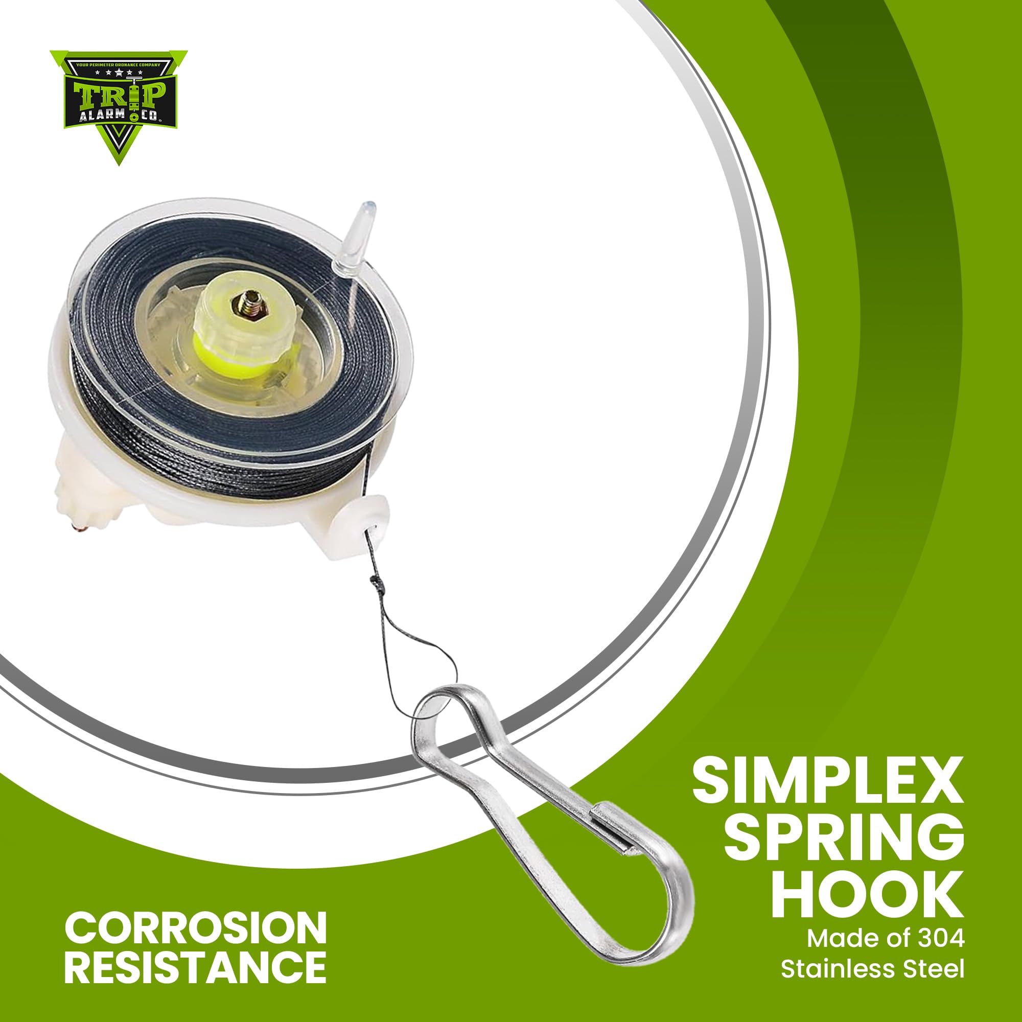 Trip Alarm Co reusable wire reel design for fast deployment and rewind.