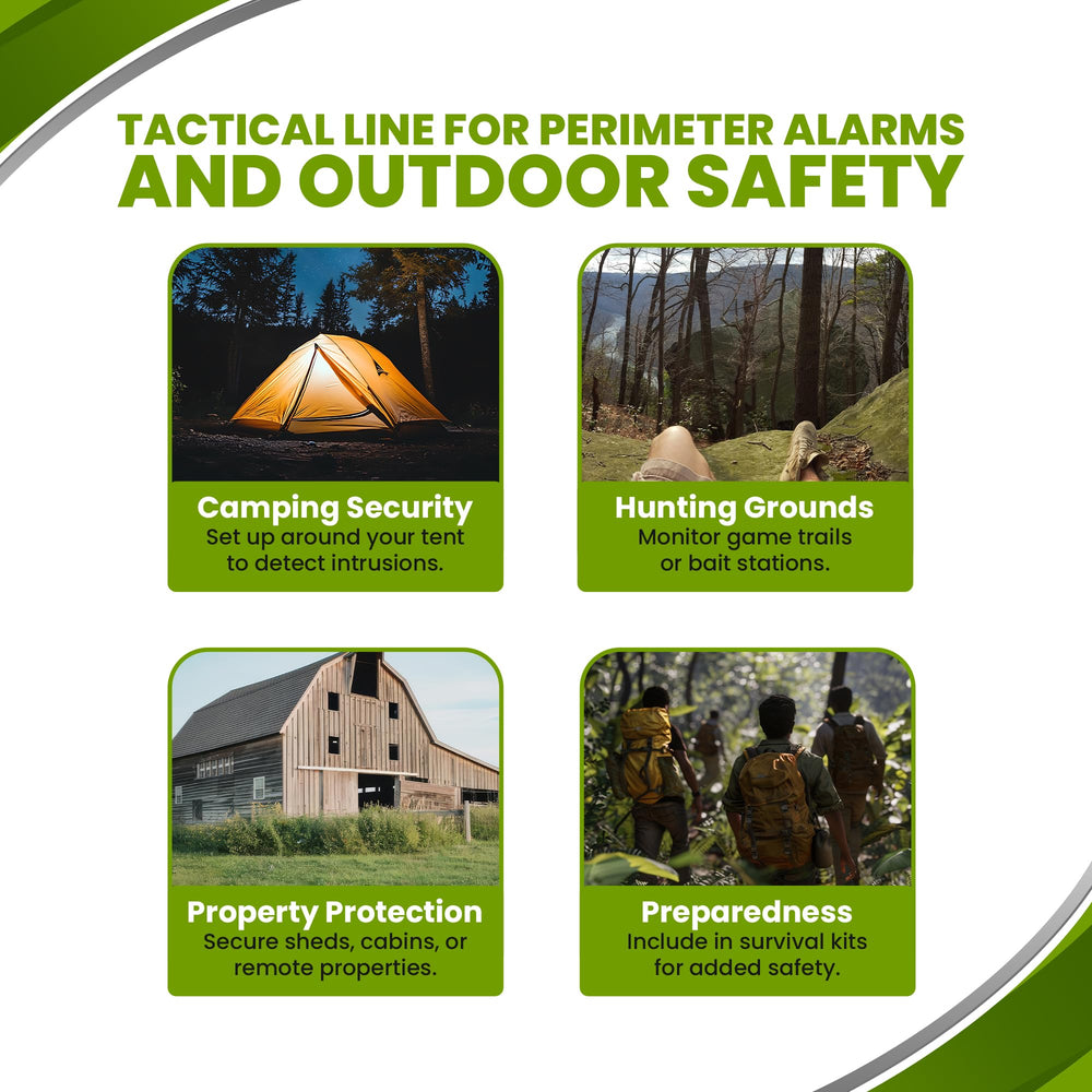 Trip Alarm Co tactical camping safety wire in field use.