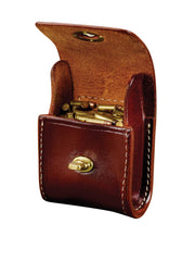 Triple K cartridge carrier walnut oil top closing flap keeping cartridges secure.