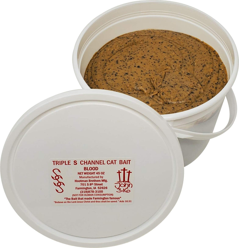 Triple S Channel Catfish Dip Bait Blood Flavor container 45 oz