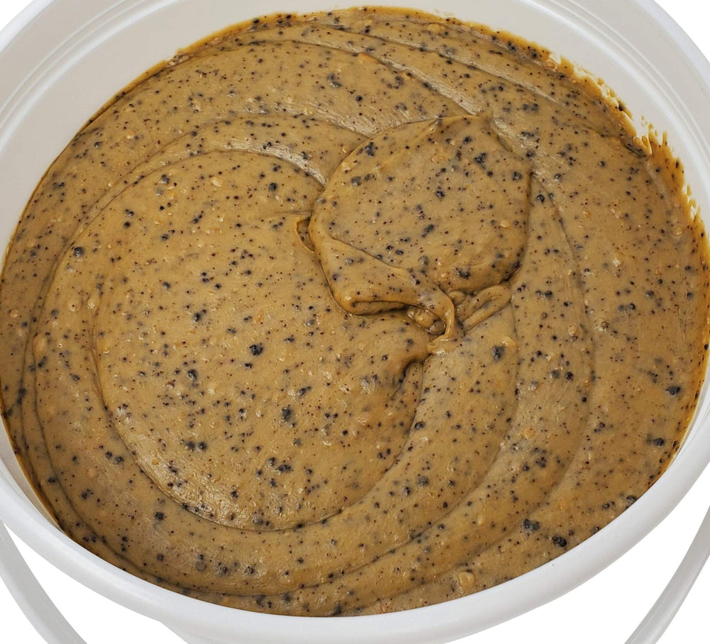 Close-up of Triple S Blood Dip Bait 45 oz pail for channel catfish