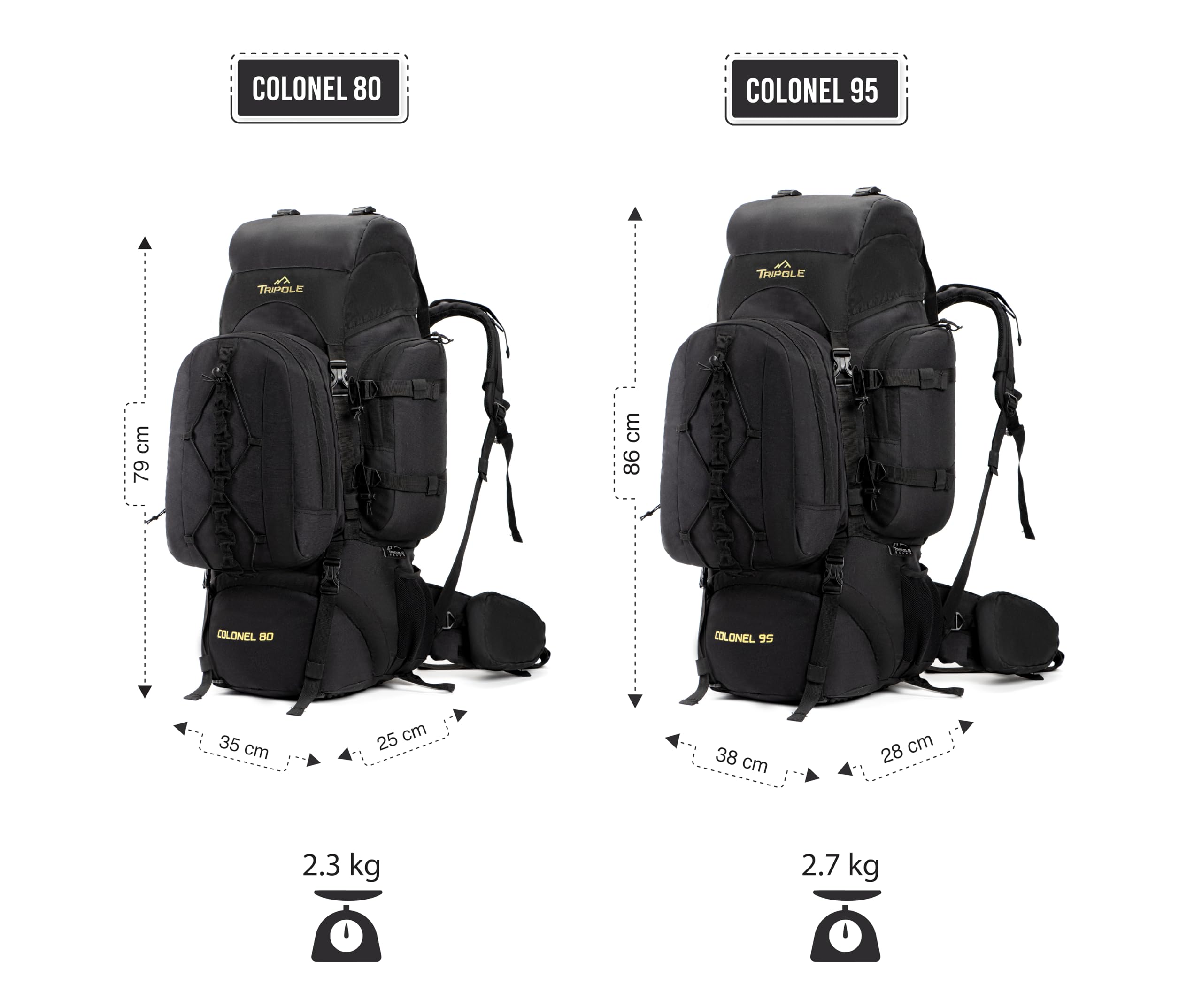 Tripole Colonel 80L bottom opening offers easy access to shoes and gear.