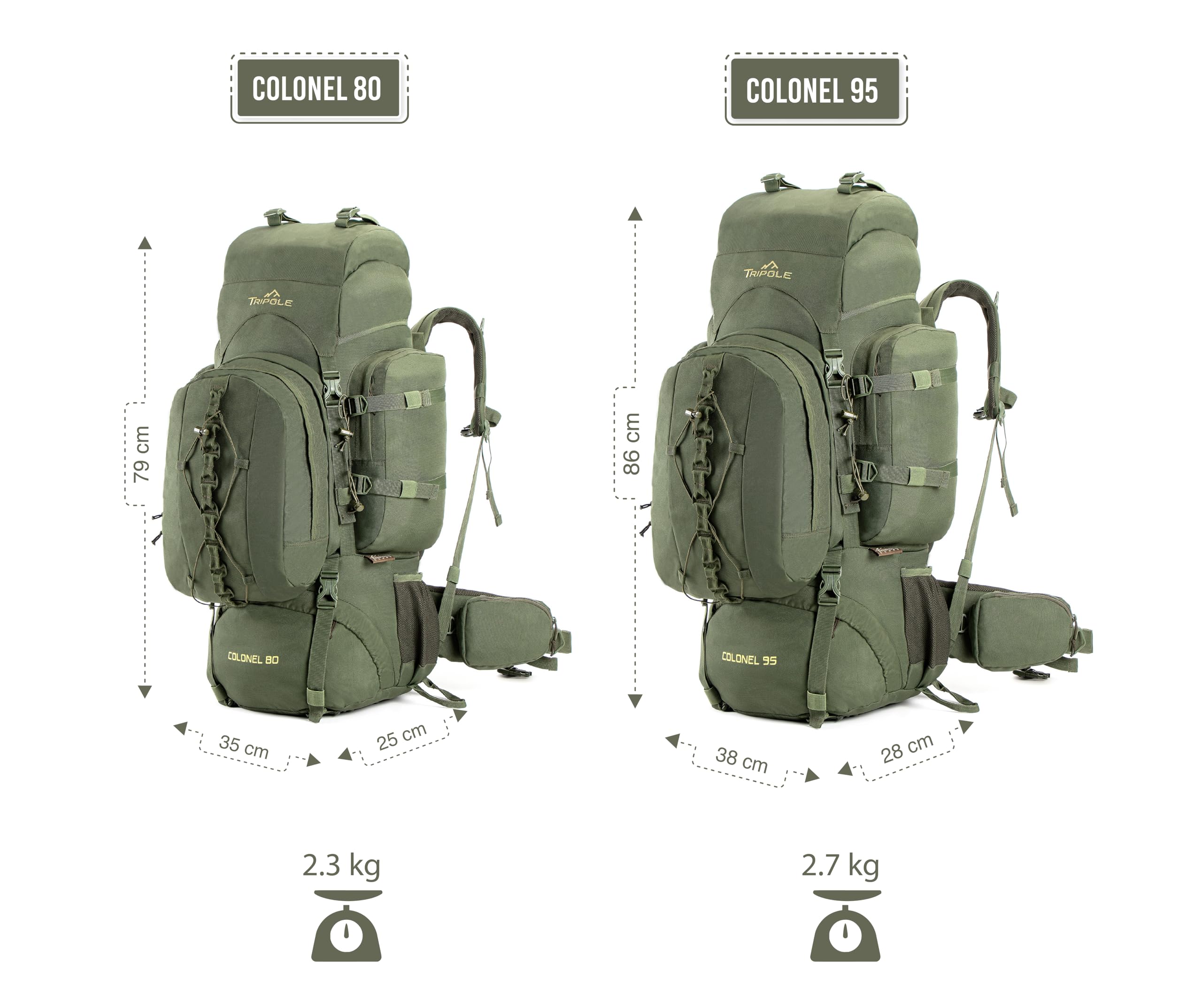 Tripole Colonel 80L water-repellent fabric keeps belongings dry