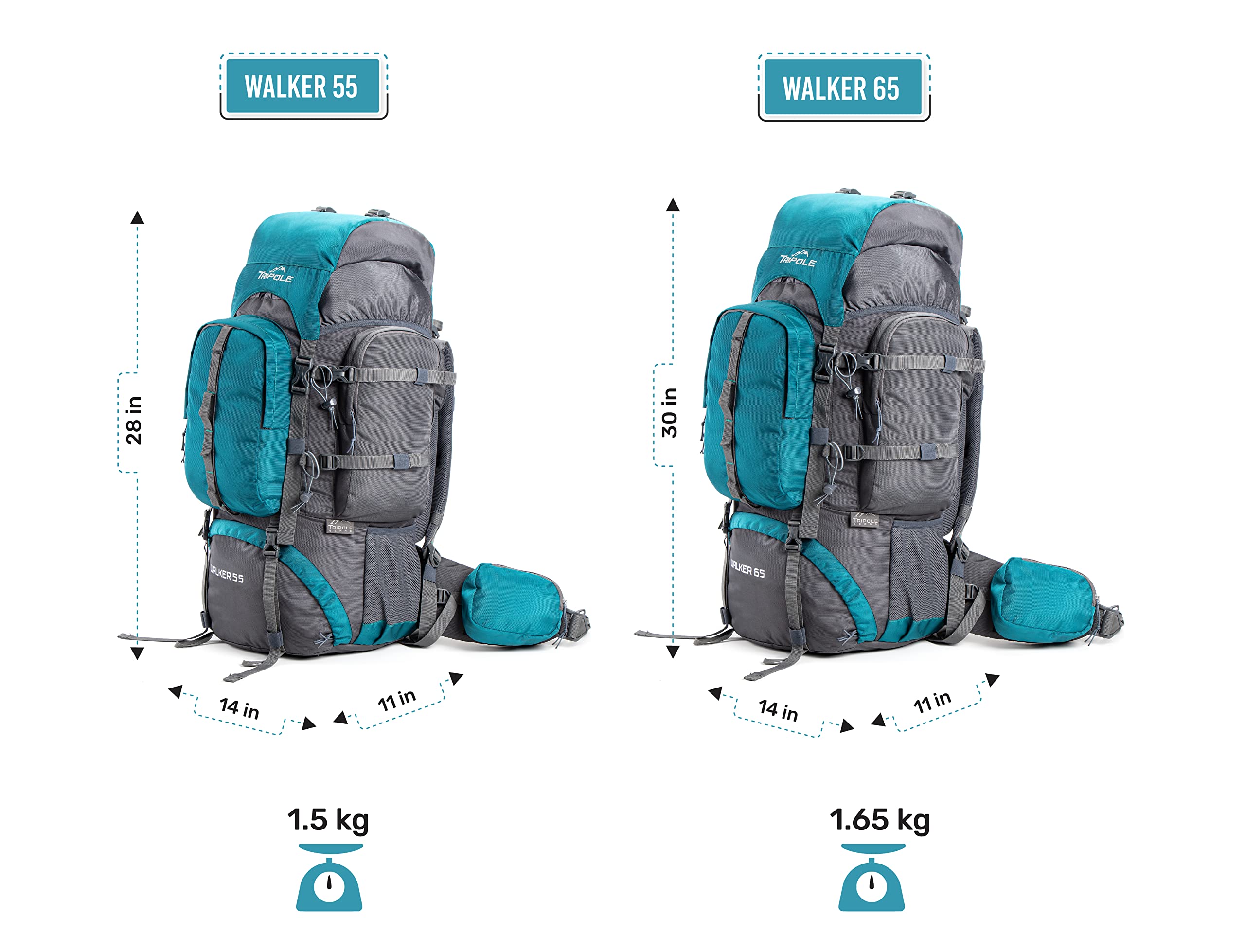 Tripole Walker Orange 55 durability and zippers endure rugged treks with reliable performance.