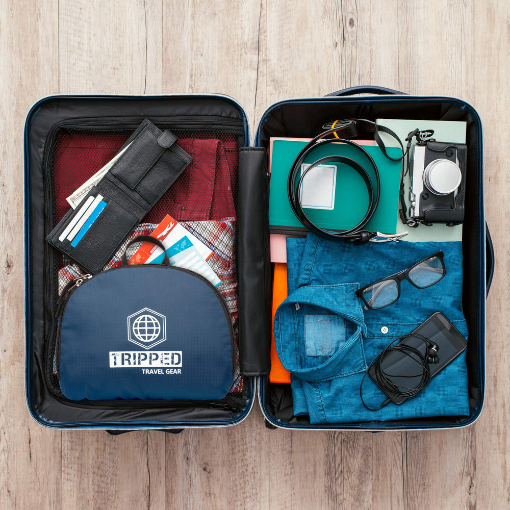 TRIPPED Travel Gear lightweight 14 oz backpack for beach or city trips.
