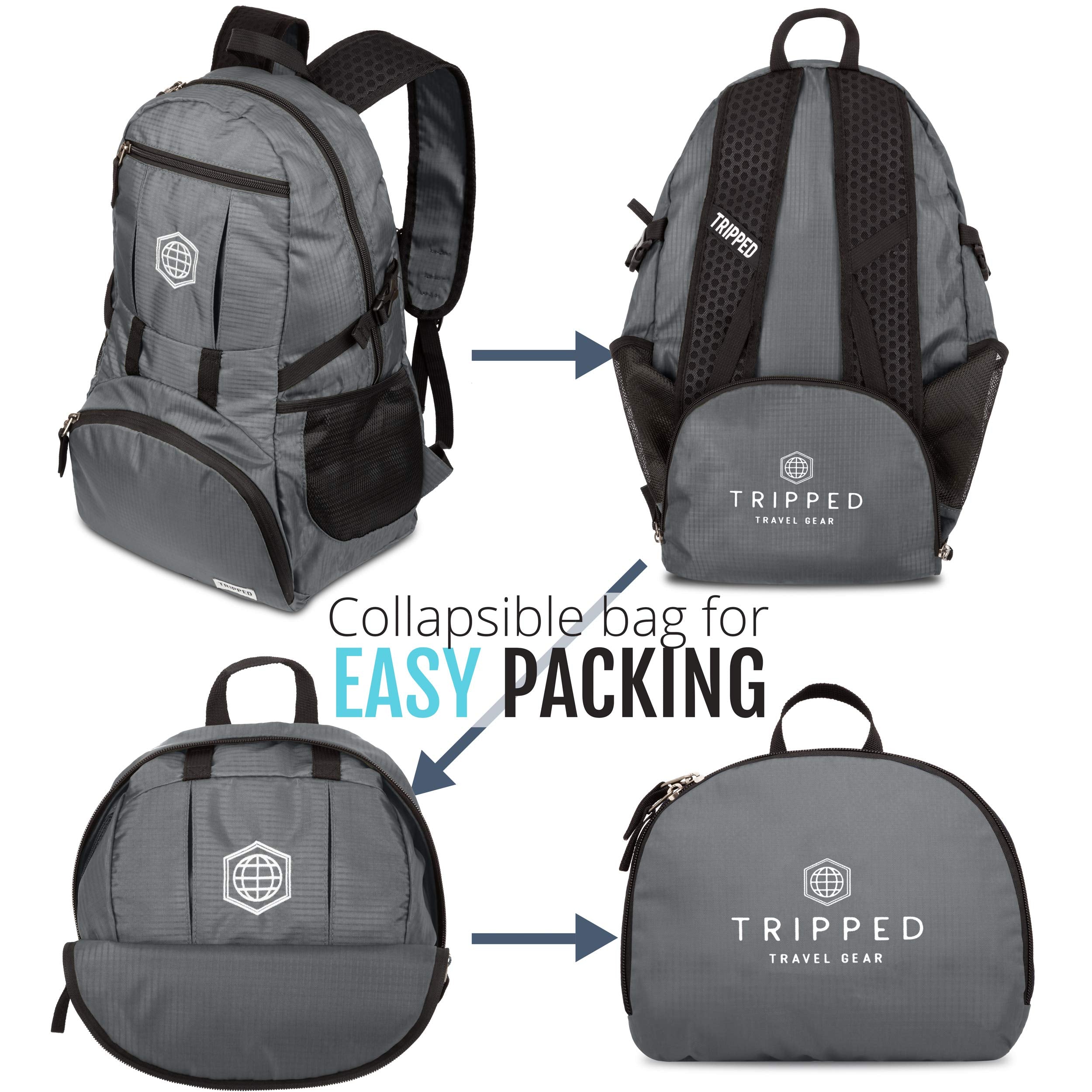 TRIPPED Granite Grey 35L Backpack padded shoulder straps for all-day comfort during hikes