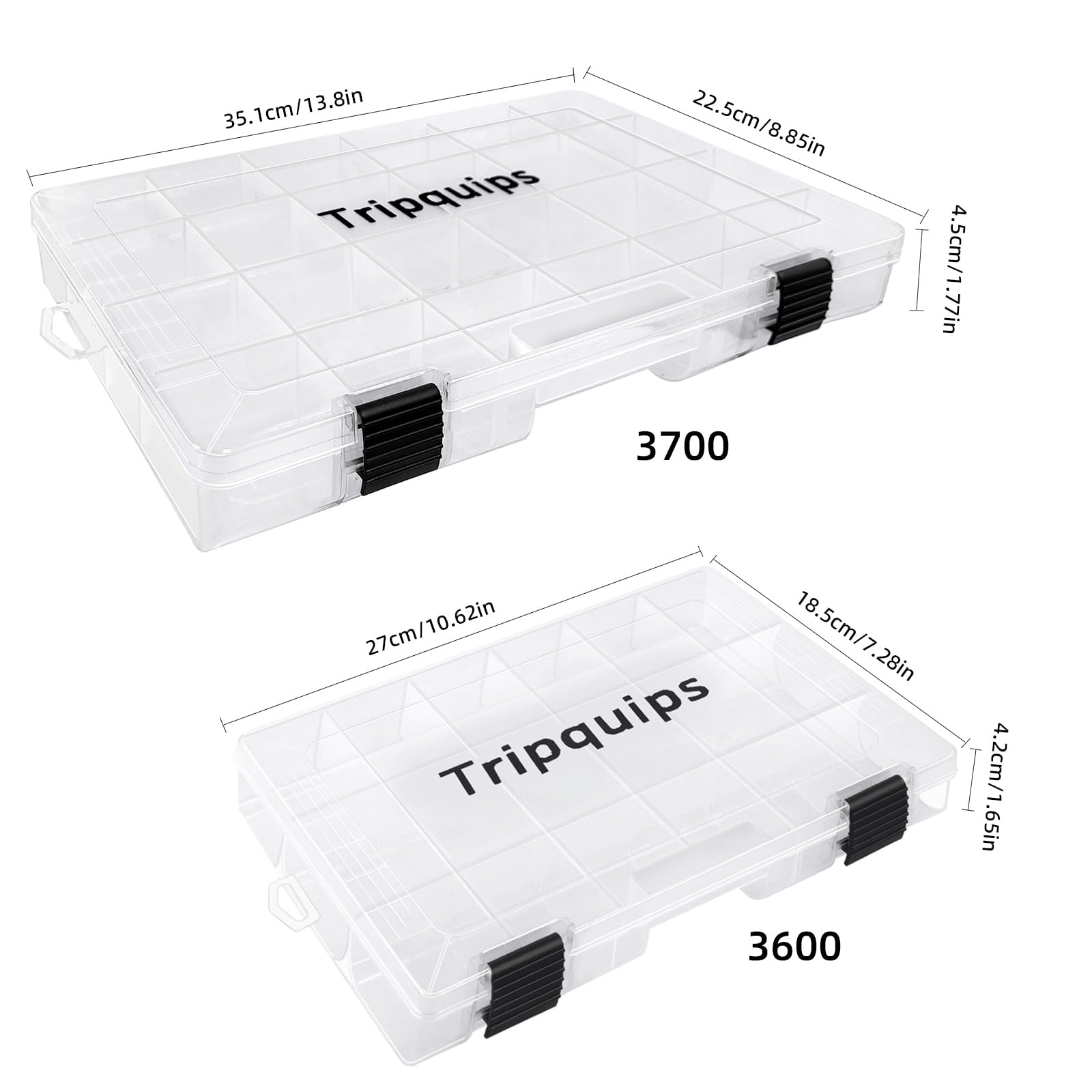 tripquips 3600 tackle trays with adjustable compartments for all lure sizes.