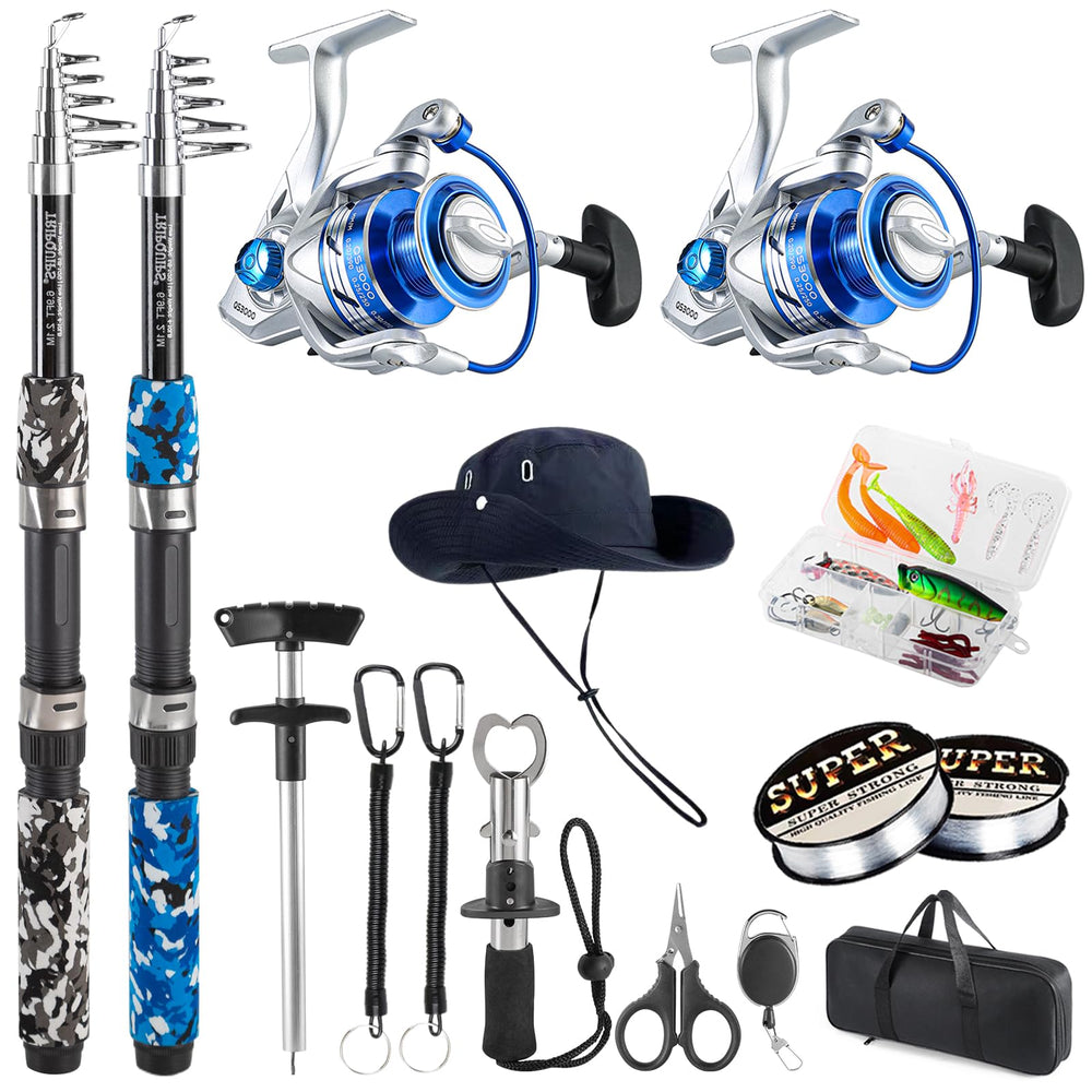6.9ft telescopic fishing rod in gray-blue camouflage