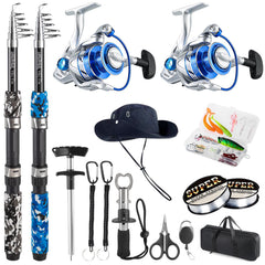 6.9ft telescopic fishing rod in gray-blue camouflage