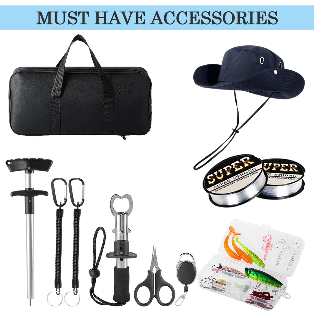 Freshwater fishing kit for beginners with instruction manual