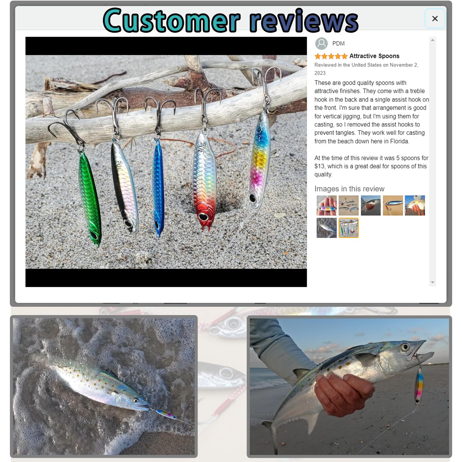 Sinking metal spoon jig for tuna, salmon, grouper