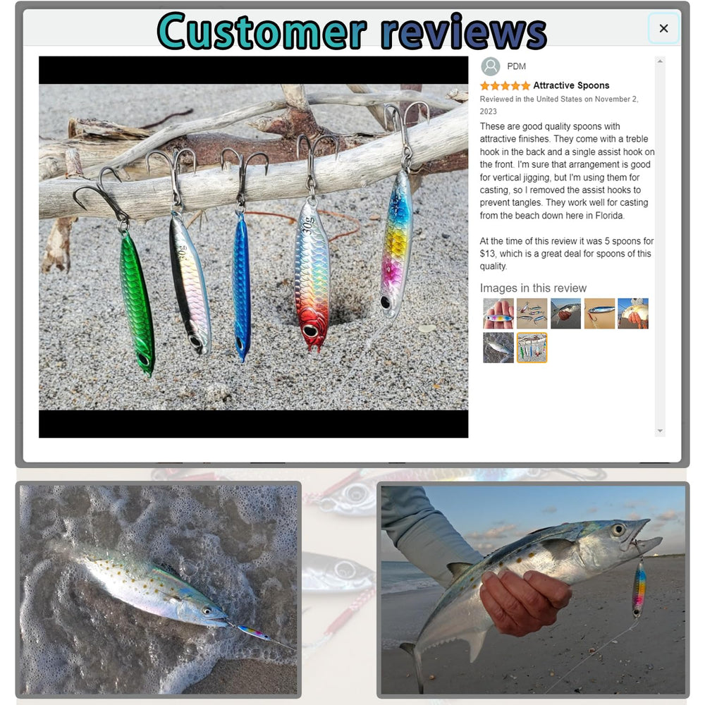 Sinking metal spoon jig for tuna, salmon, grouper
