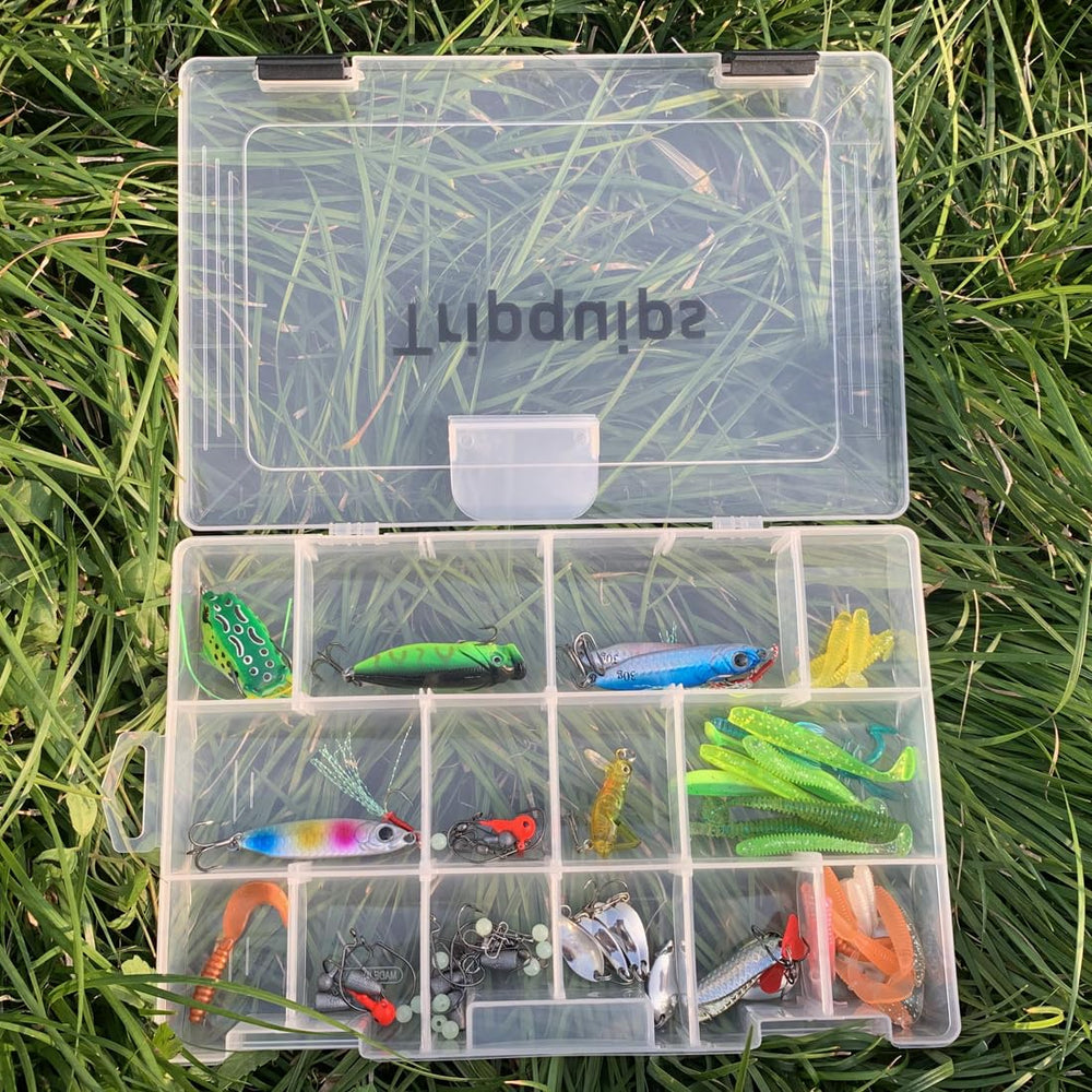 tripquips transparent lid enables quick identification of tackle contents.