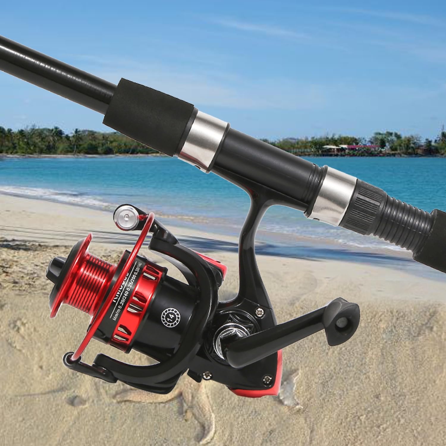 Carrier bag with complete freshwater fishing rod and reel kit