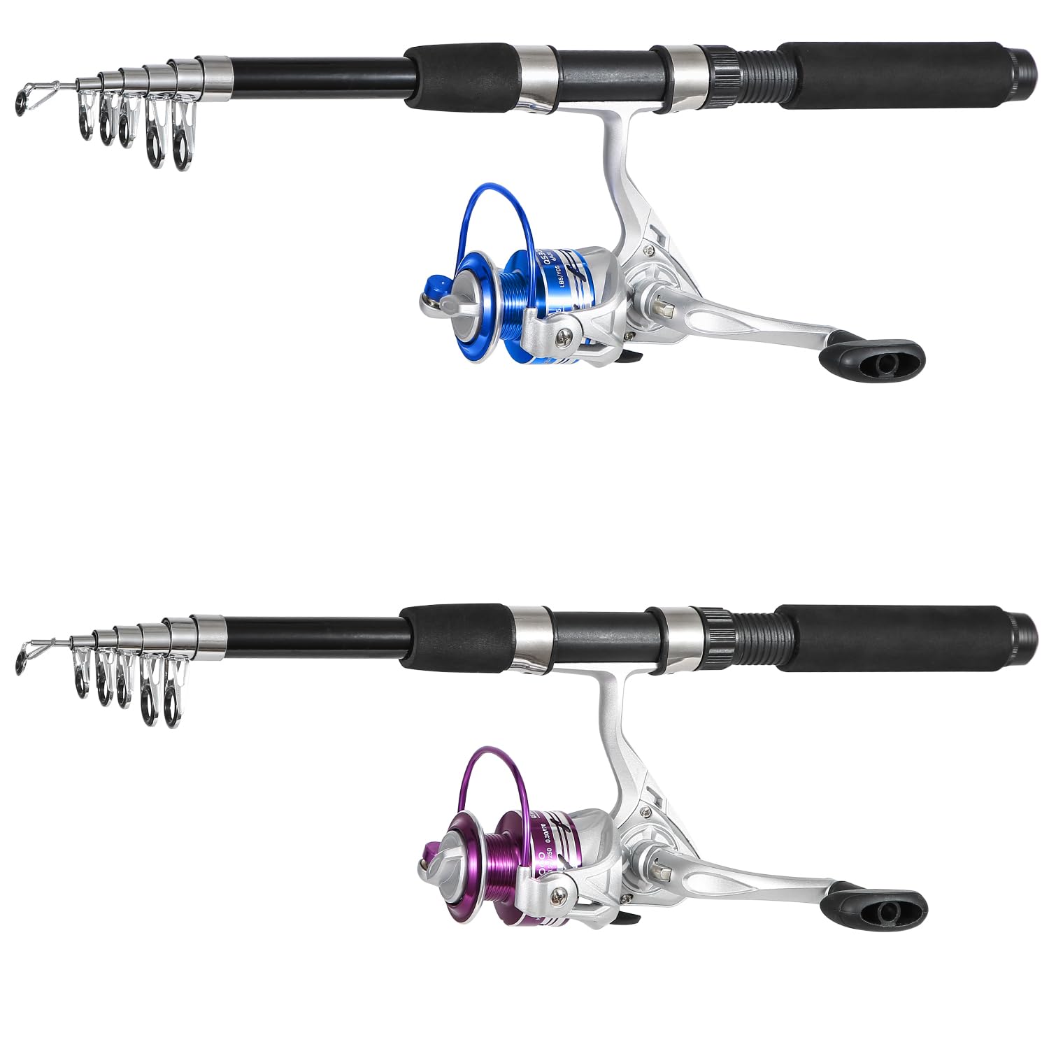 Two carbon fiber telescopic fishing rods extended to 6.9ft