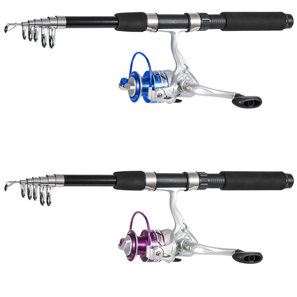 Two carbon fiber telescopic fishing rods extended to 6.9ft