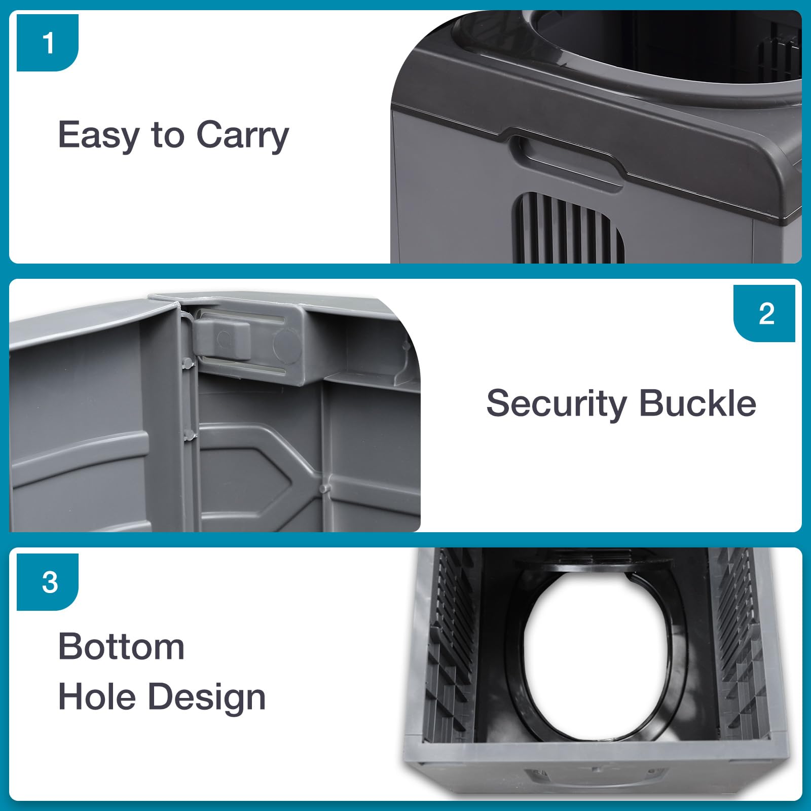 TRIPTIPS security buckles prevent spills during movement and use.